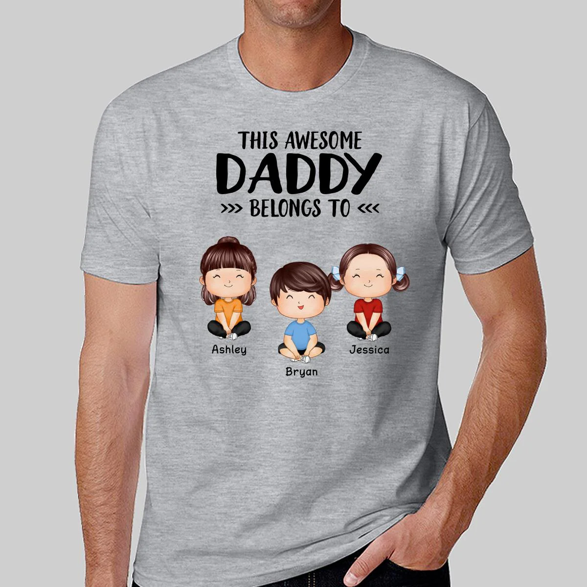 This Awesome Daddy Mommy Grandpa Grandma Belongs To Doll Kids Watercolor Styles Sitting Personalized Shirt - Image 2