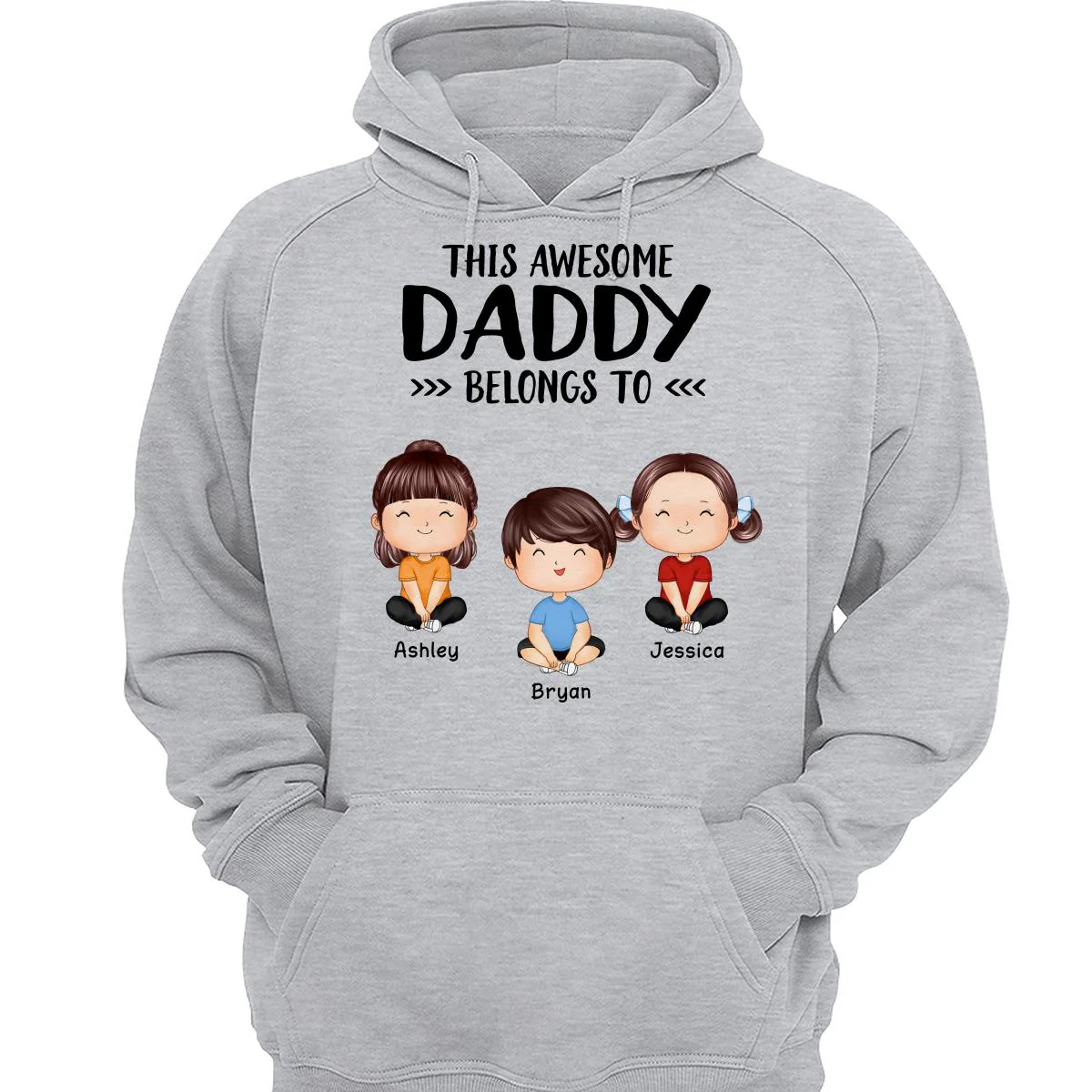 This Awesome Daddy Mommy Grandpa Grandma Belongs To Doll Kids Watercolor Styles Sitting Personalized Shirt - Image 3