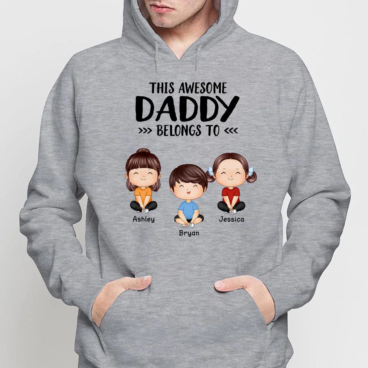 This Awesome Daddy Mommy Grandpa Grandma Belongs To Doll Kids Watercolor Styles Sitting Personalized Shirt - Image 4