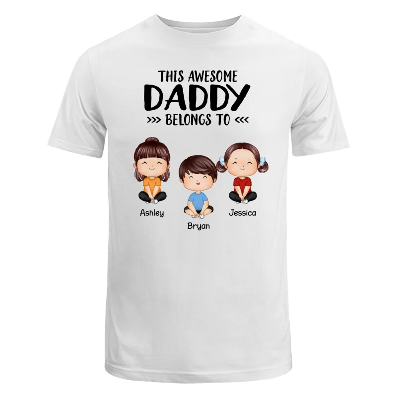 This Awesome Daddy Mommy Grandpa Grandma Belongs To Doll Kids Watercolor Styles Sitting Personalized Shirt - Image 5