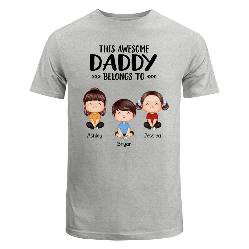 This Awesome Daddy Mommy Grandpa Grandma Belongs To Doll Kids Watercolor Styles Sitting Personalized Shirt - Image 6