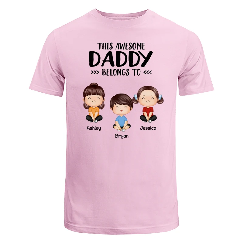 This Awesome Daddy Mommy Grandpa Grandma Belongs To Doll Kids Watercolor Styles Sitting Personalized Shirt - Image 7
