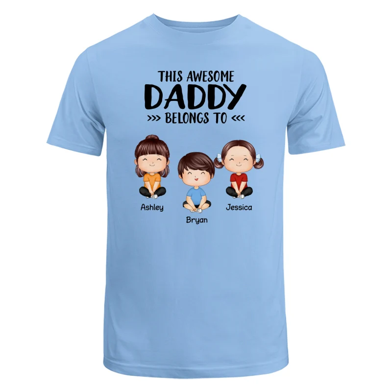 This Awesome Daddy Mommy Grandpa Grandma Belongs To Doll Kids Watercolor Styles Sitting Personalized Shirt - Image 8