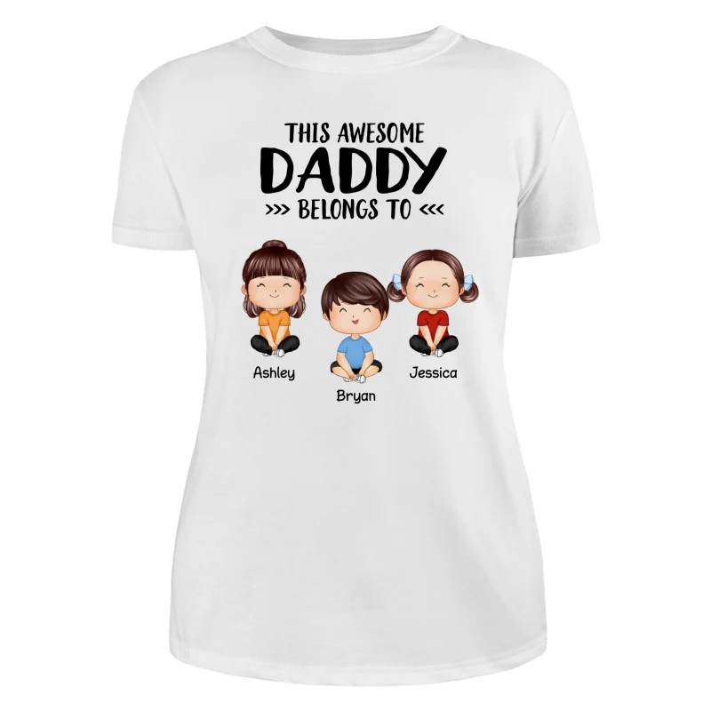 This Awesome Daddy Mommy Grandpa Grandma Belongs To Doll Kids Watercolor Styles Sitting Personalized Shirt - Image 9