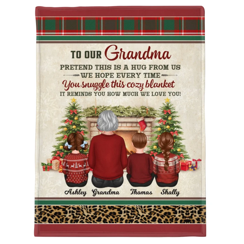 This Blanket Reminds We Love You Grandma Grandkid Back View Christmas Personalized Fleece Blanket - Image 5
