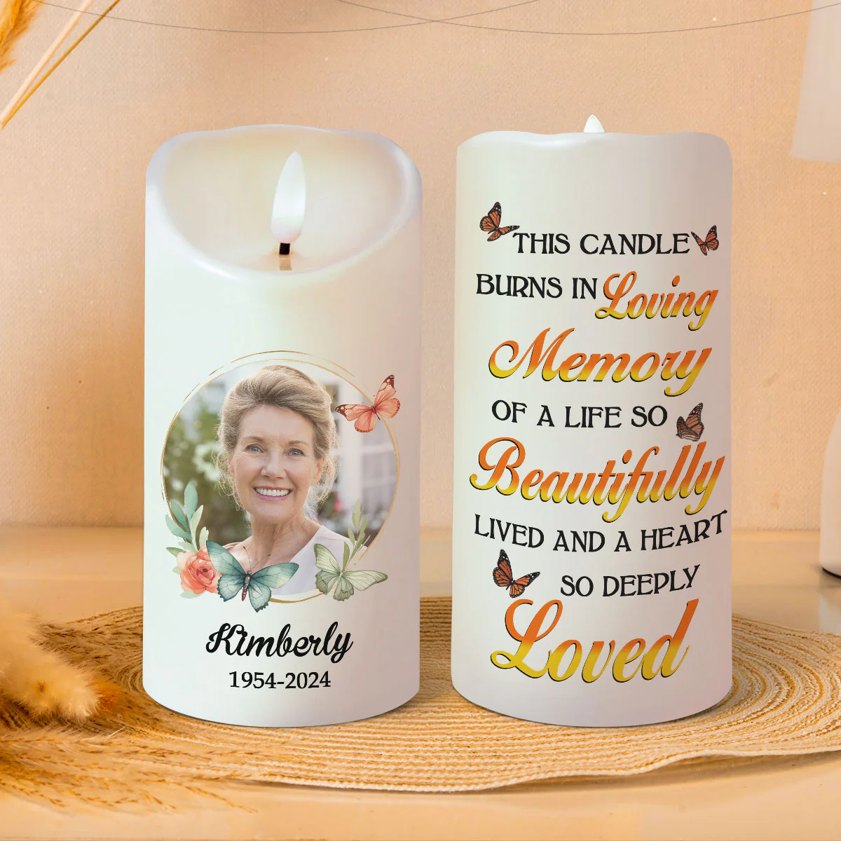 This Candle Burns In Loving Memory Personalized LED Candle, Custom Photo Sympathy Gift - Image 7