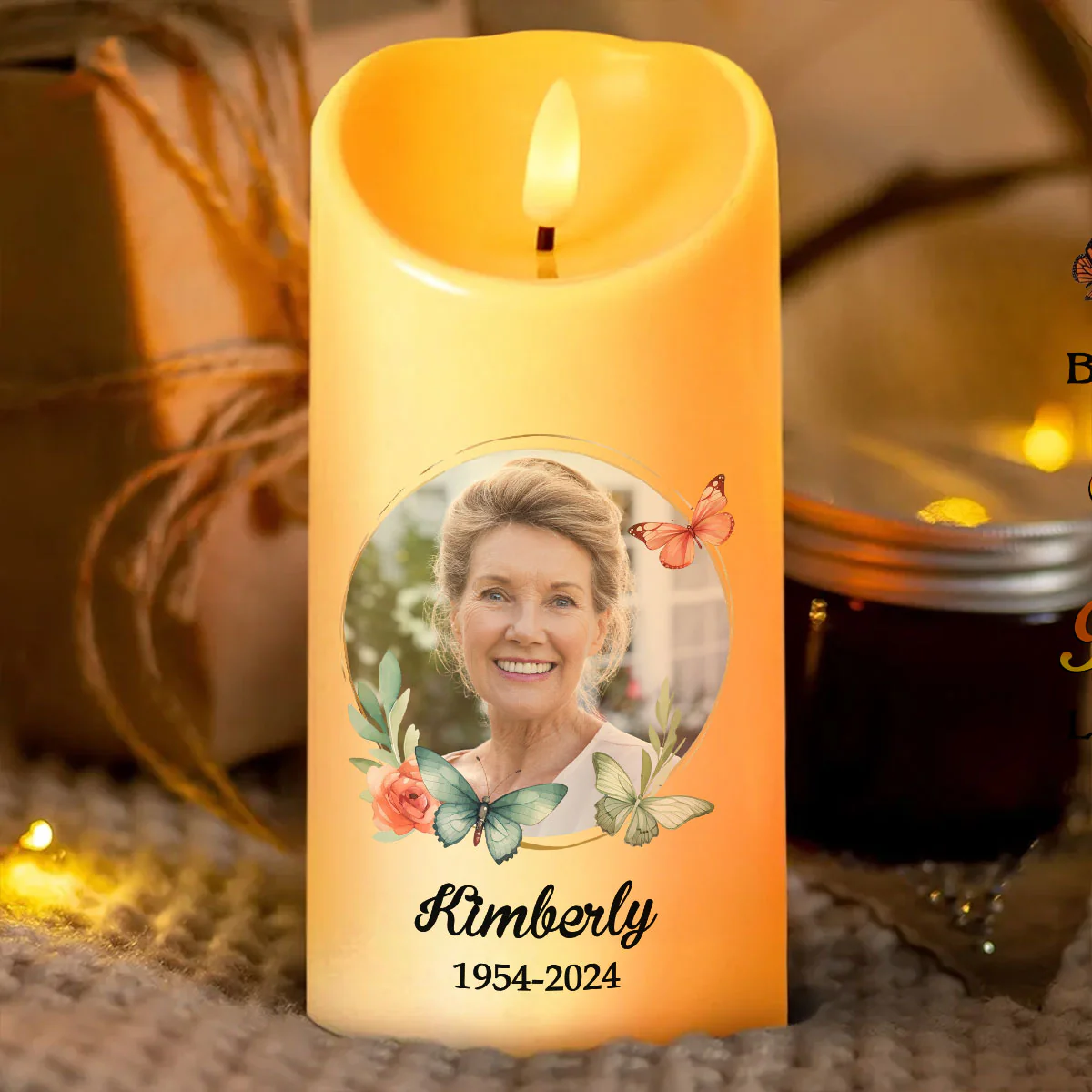 This Candle Burns In Loving Memory Personalized LED Candle, Custom Photo Sympathy Gift - Image 9