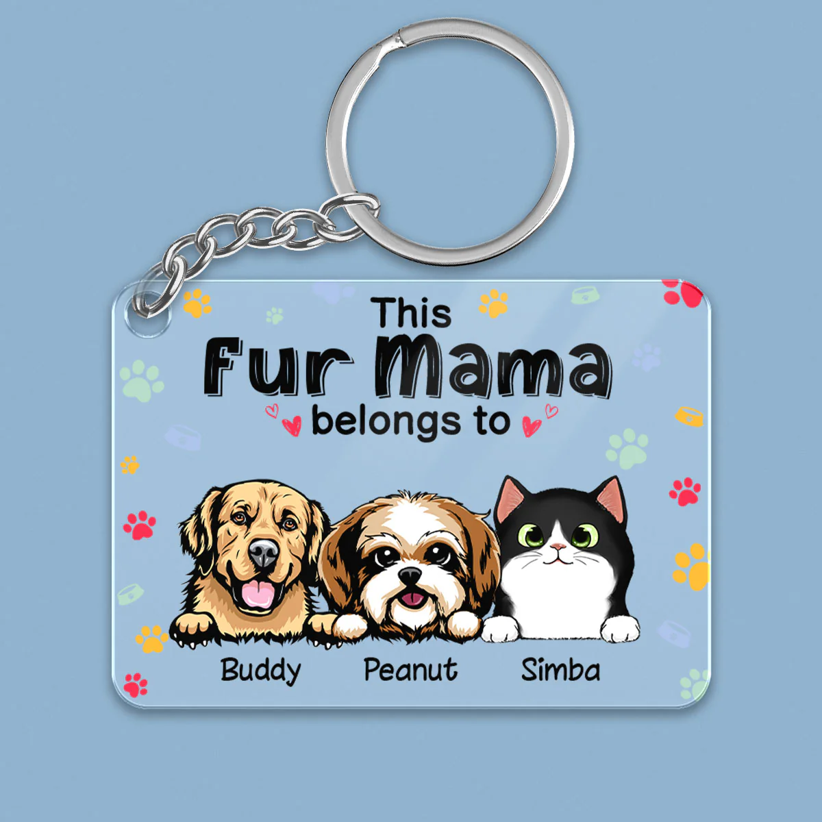 This Cat Dog Dad Mom Belongs To Personalized Acrylic Keychain - Image 2