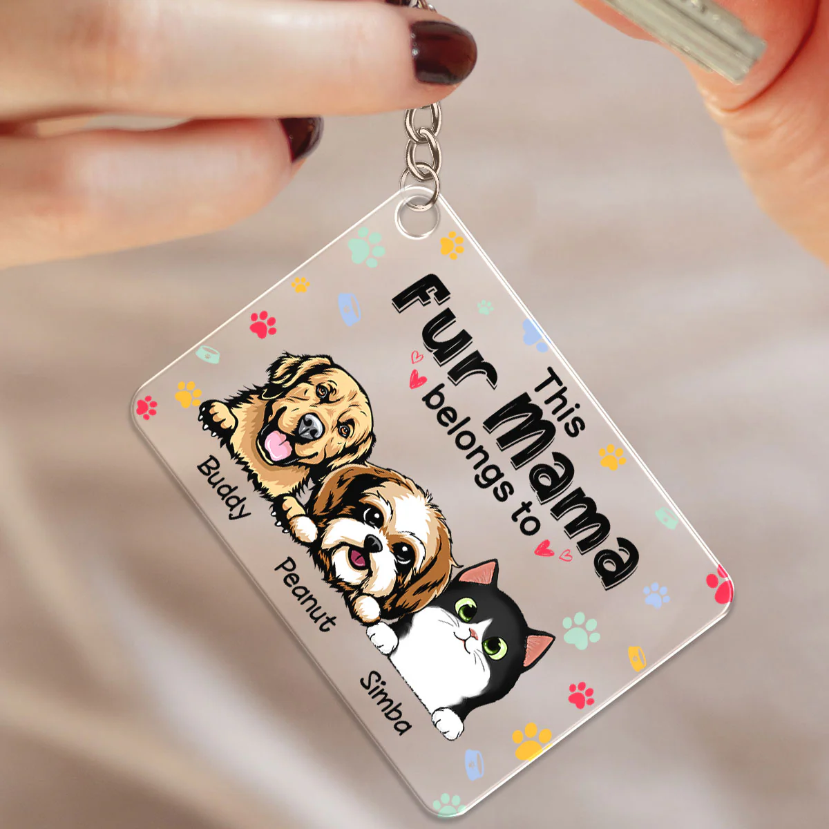 This Cat Dog Dad Mom Belongs To Personalized Acrylic Keychain - Image 4