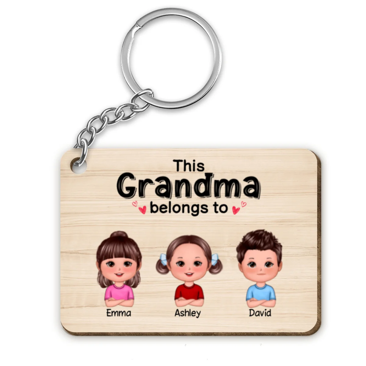This Dad Mom Grandma Grandpa Belongs To Doll Kids Personalized Wooden Keychain - Image 4