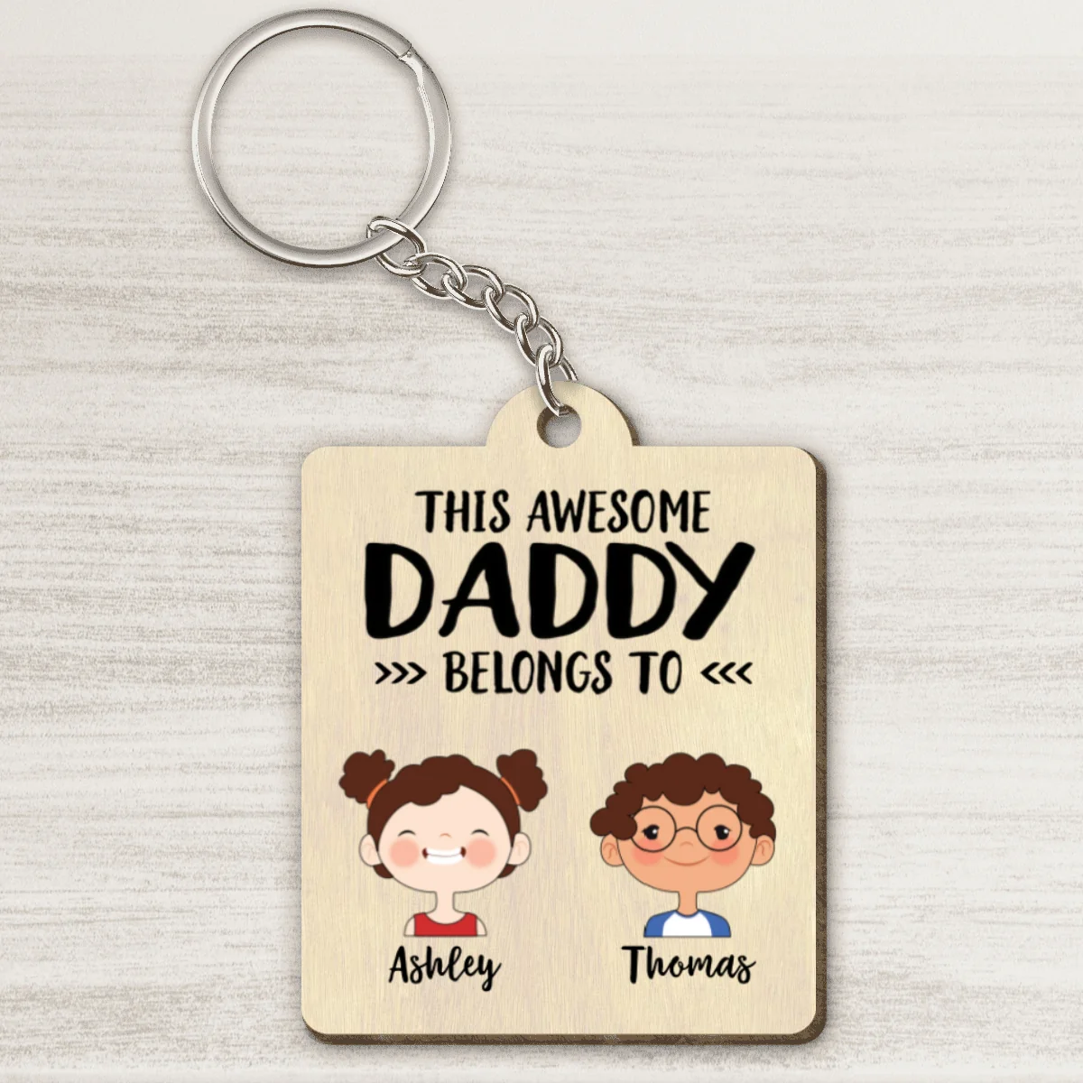 This Dad Mom Grandpa Grandma Belongs To Cute Kid Face Personalized Wooden Keychain - Image 4