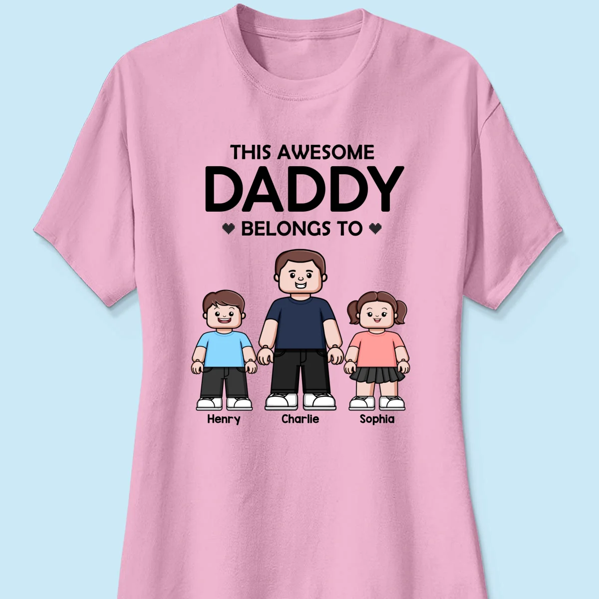 This Daddy Belongs To Kids Block Characters Personalized Shirt - Image 13