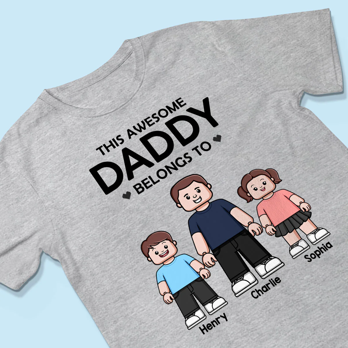 This Daddy Belongs To Kids Block Characters Personalized Shirt - Image 3