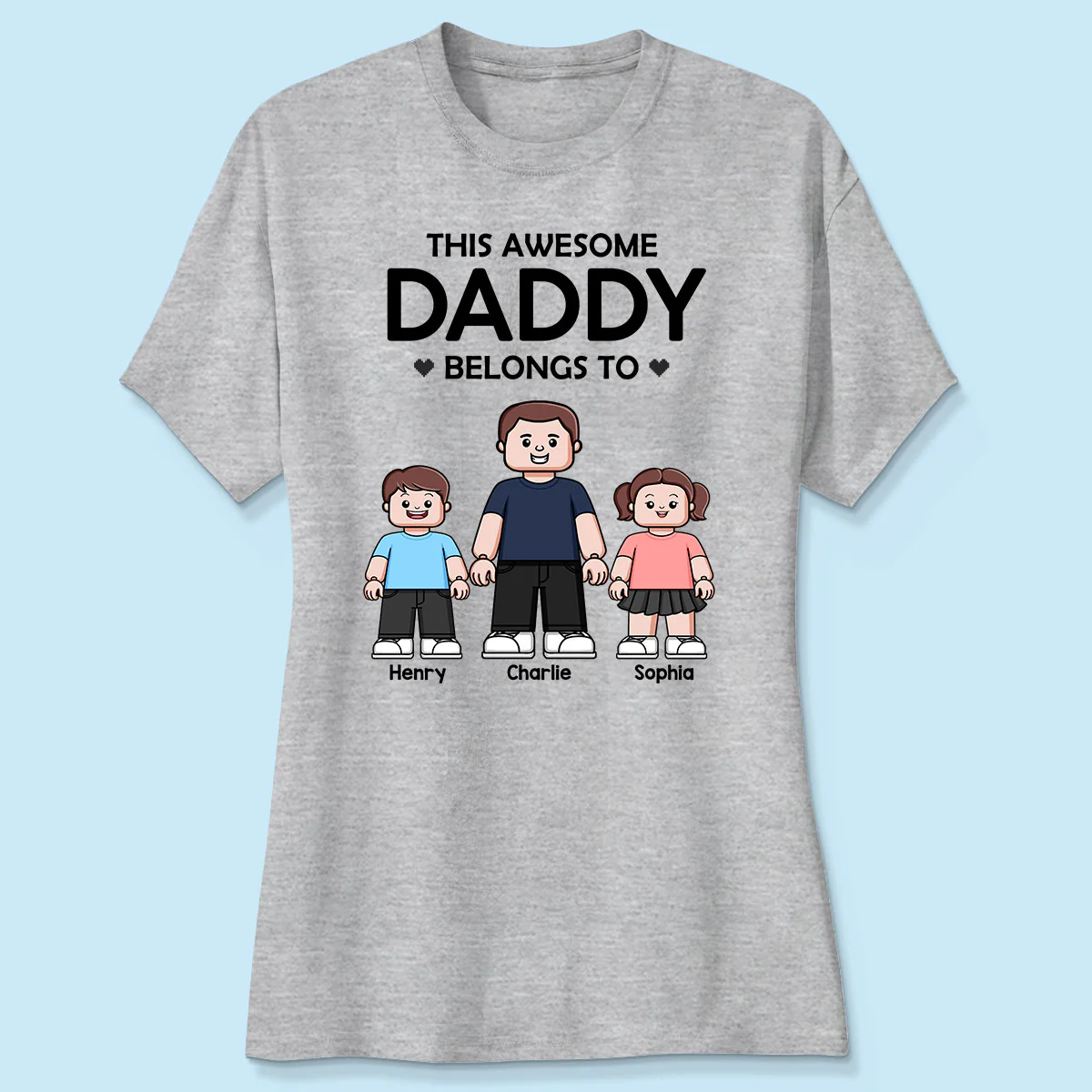 This Daddy Belongs To Kids Block Characters Personalized Shirt - Image 4