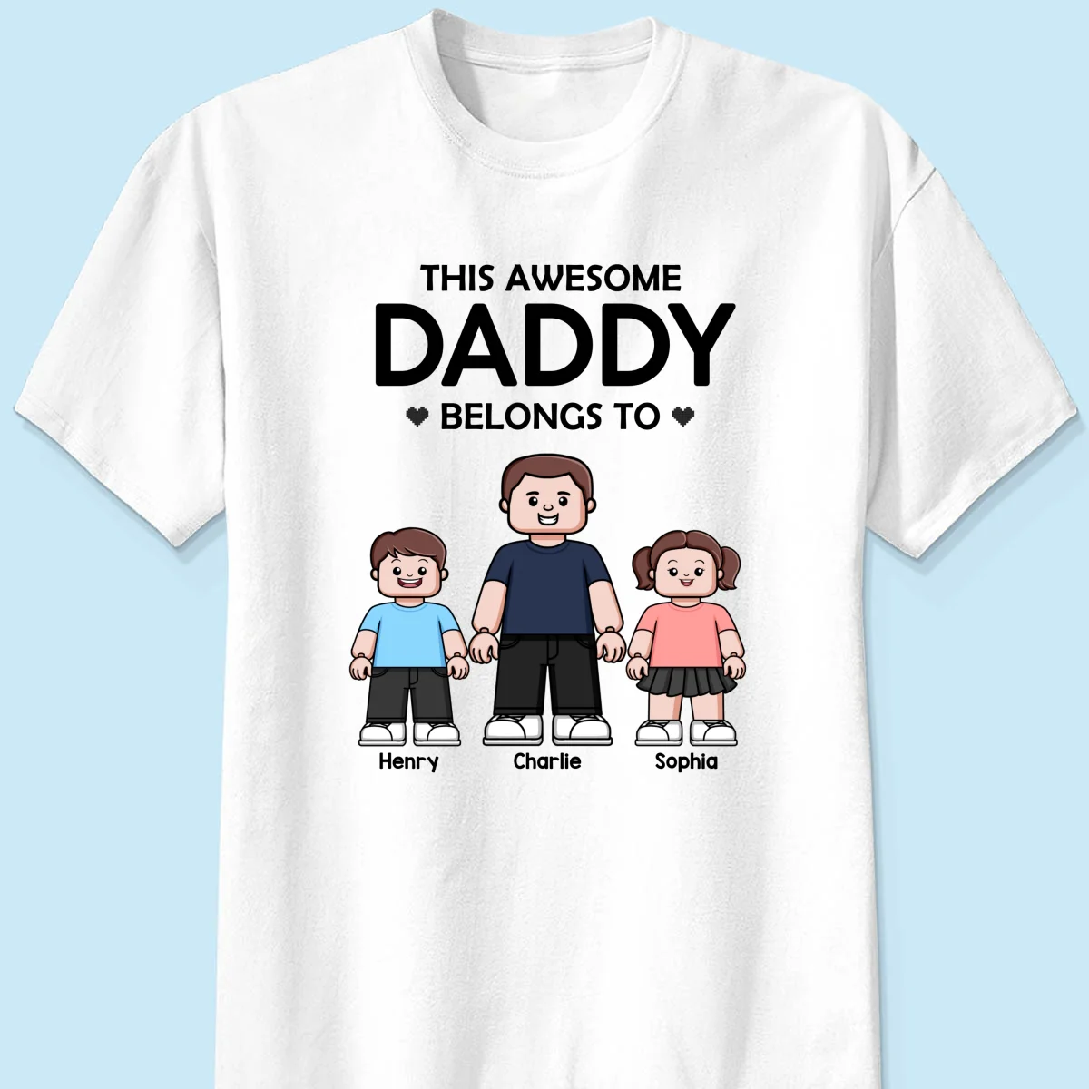 This Daddy Belongs To Kids Block Characters Personalized Shirt - Image 7