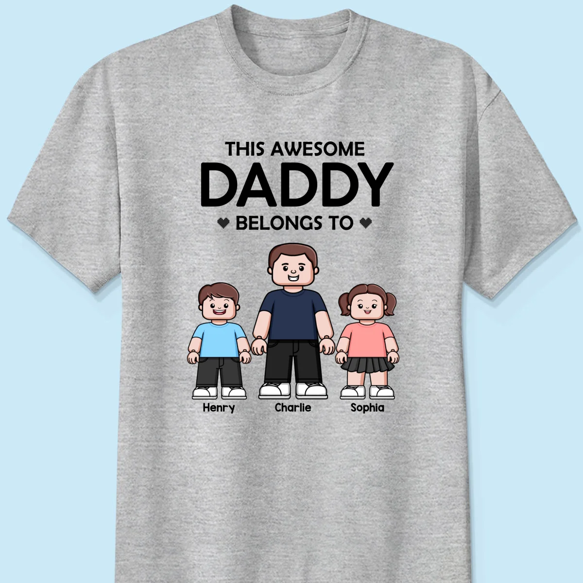 This Daddy Belongs To Kids Block Characters Personalized Shirt - Image 8
