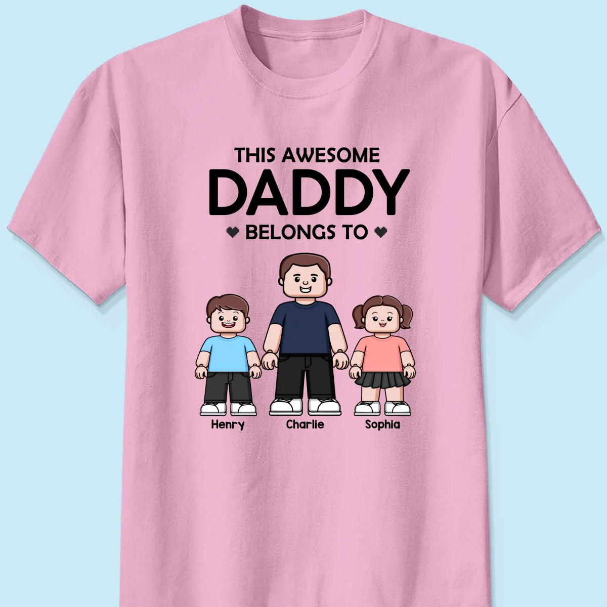 This Daddy Belongs To Kids Block Characters Personalized Shirt - Image 9