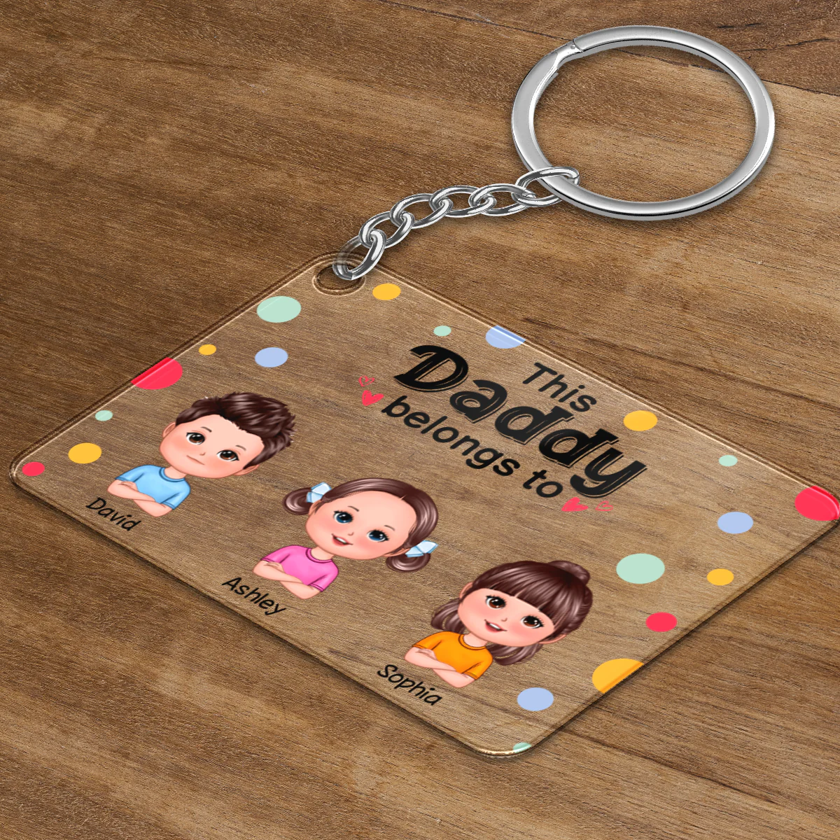 This Daddy Dad Mom Grandma Grandpa Belongs To Cute Doll Kids Personalized Acrylic Keychain - Image 3