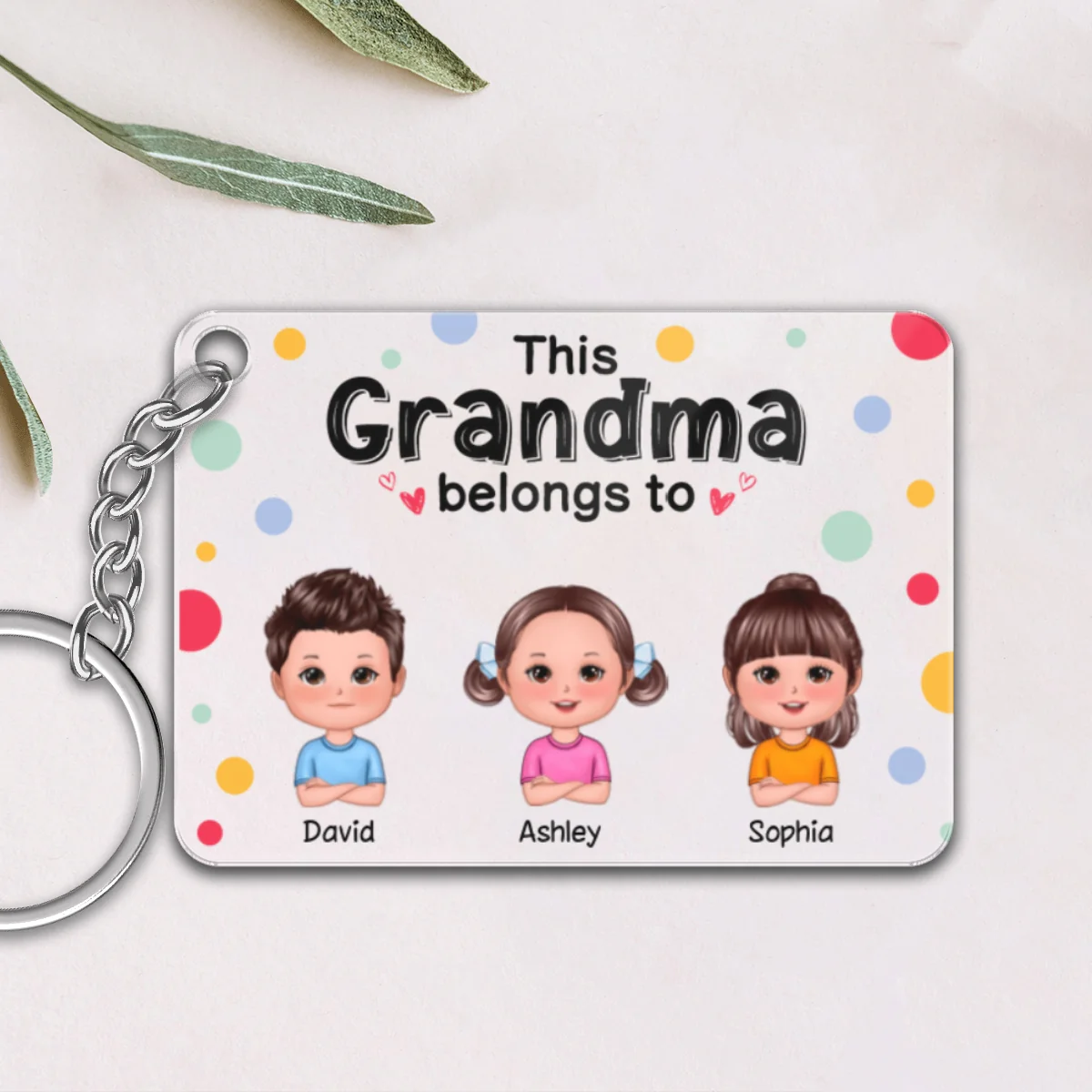This Daddy Dad Mom Grandma Grandpa Belongs To Cute Doll Kids Personalized Acrylic Keychain - Image 4