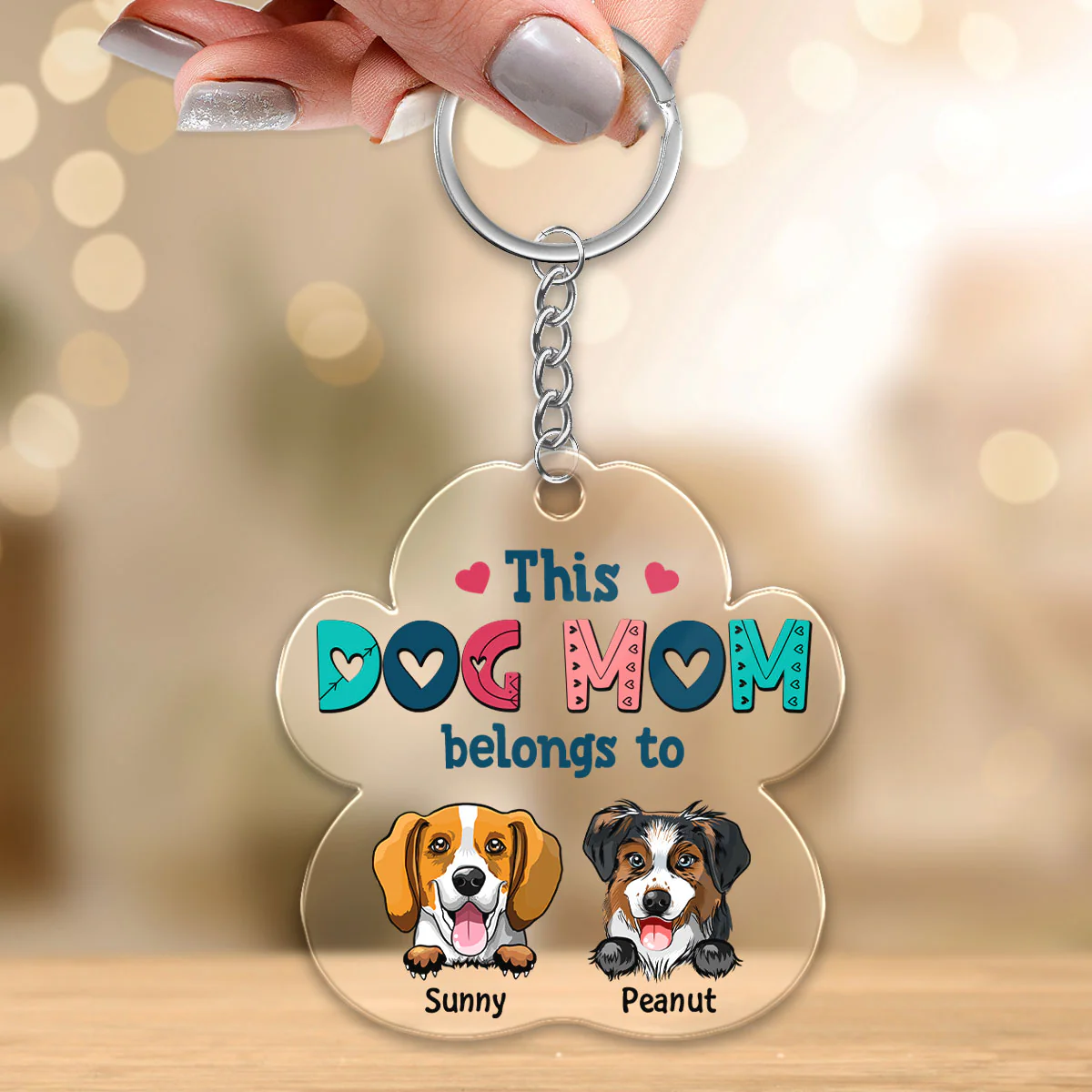 This Dog Mom Belongs To Peeking Dogs Personalized Acrylic Keychain - Image 3