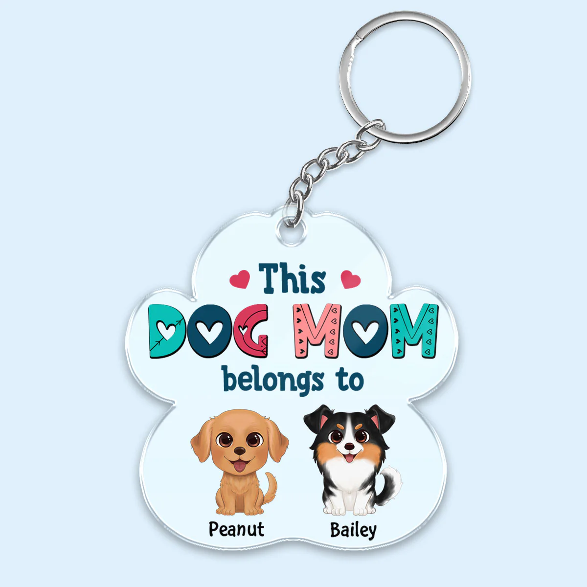 This Dog Mom Belongs To Watercolor Cute Dogs Personalized Acrylic Keychain