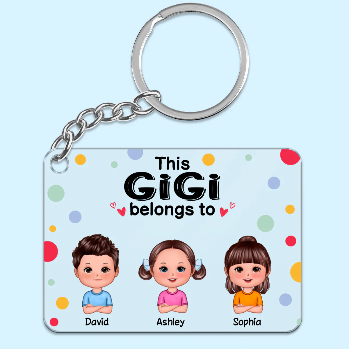 This Gigi Dad Mom Grandma Grandpa Belongs To Cute Doll Kids Personalized Acrylic Keychain - Image 2