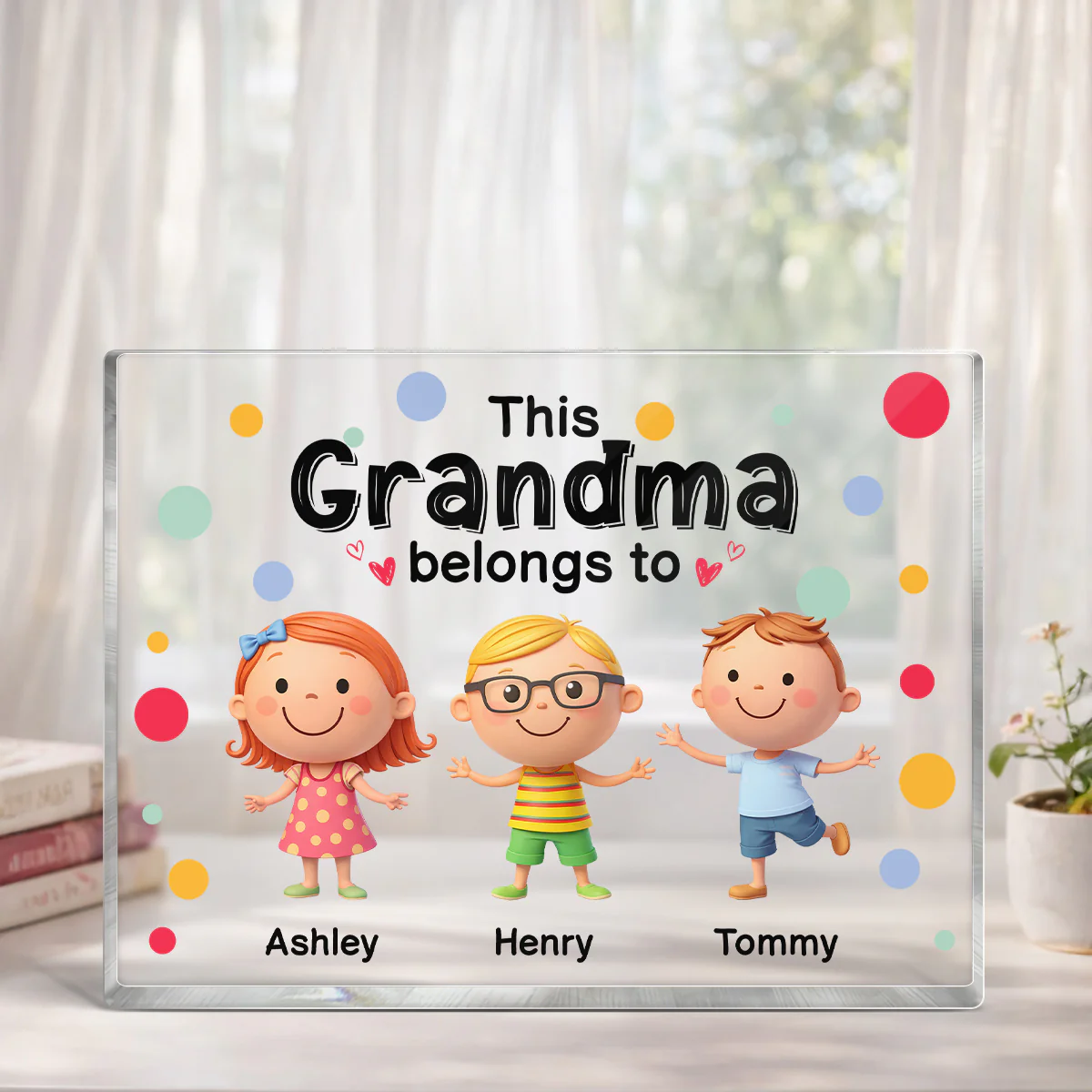 This Grandma Belongs to Cute Grandkids - Personalized Acrylic Block Plaque - Heartfelt Gift for Grandma - Image 2