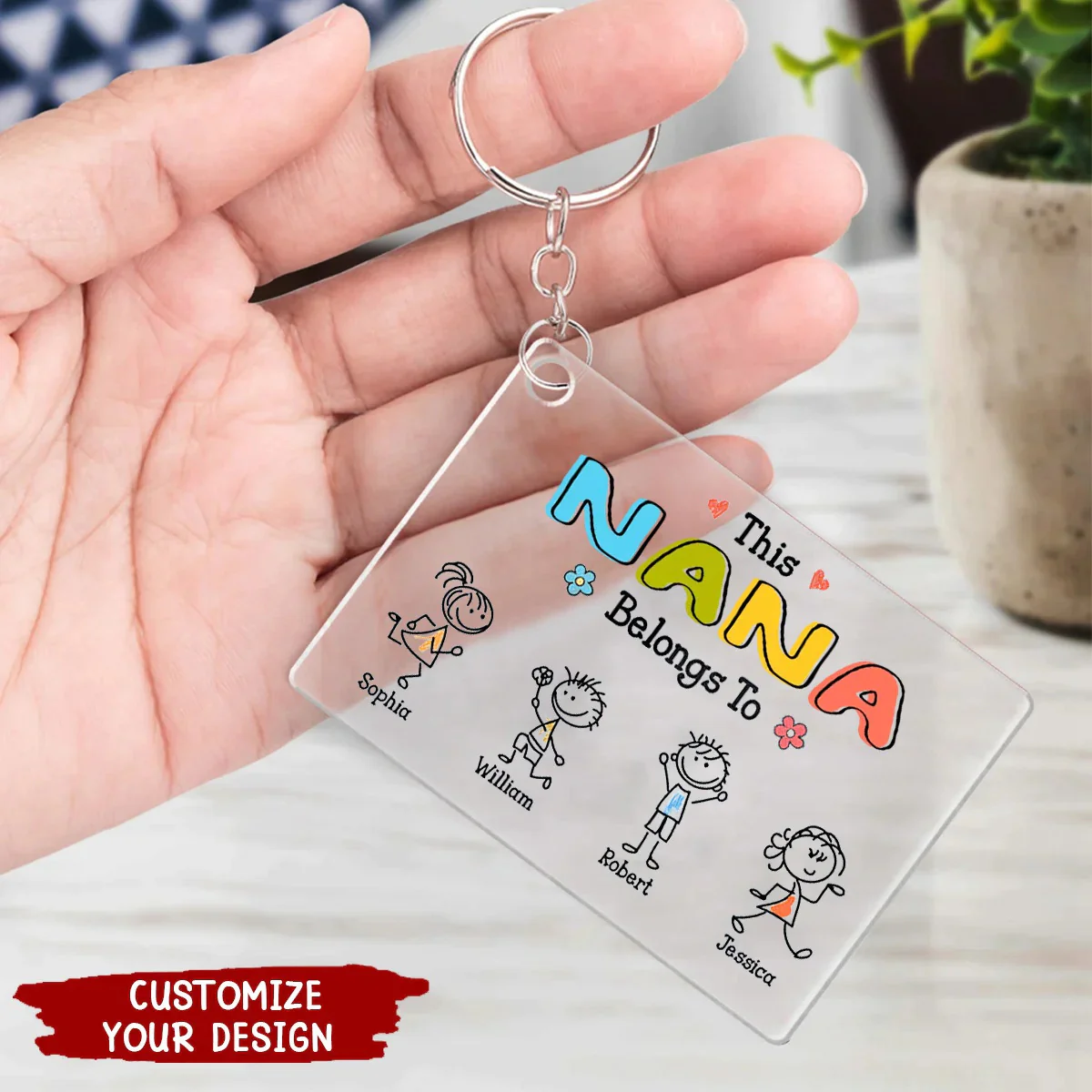 This Grandma Belongs To Drawing Personalized Acrylic Keychain - Image 2