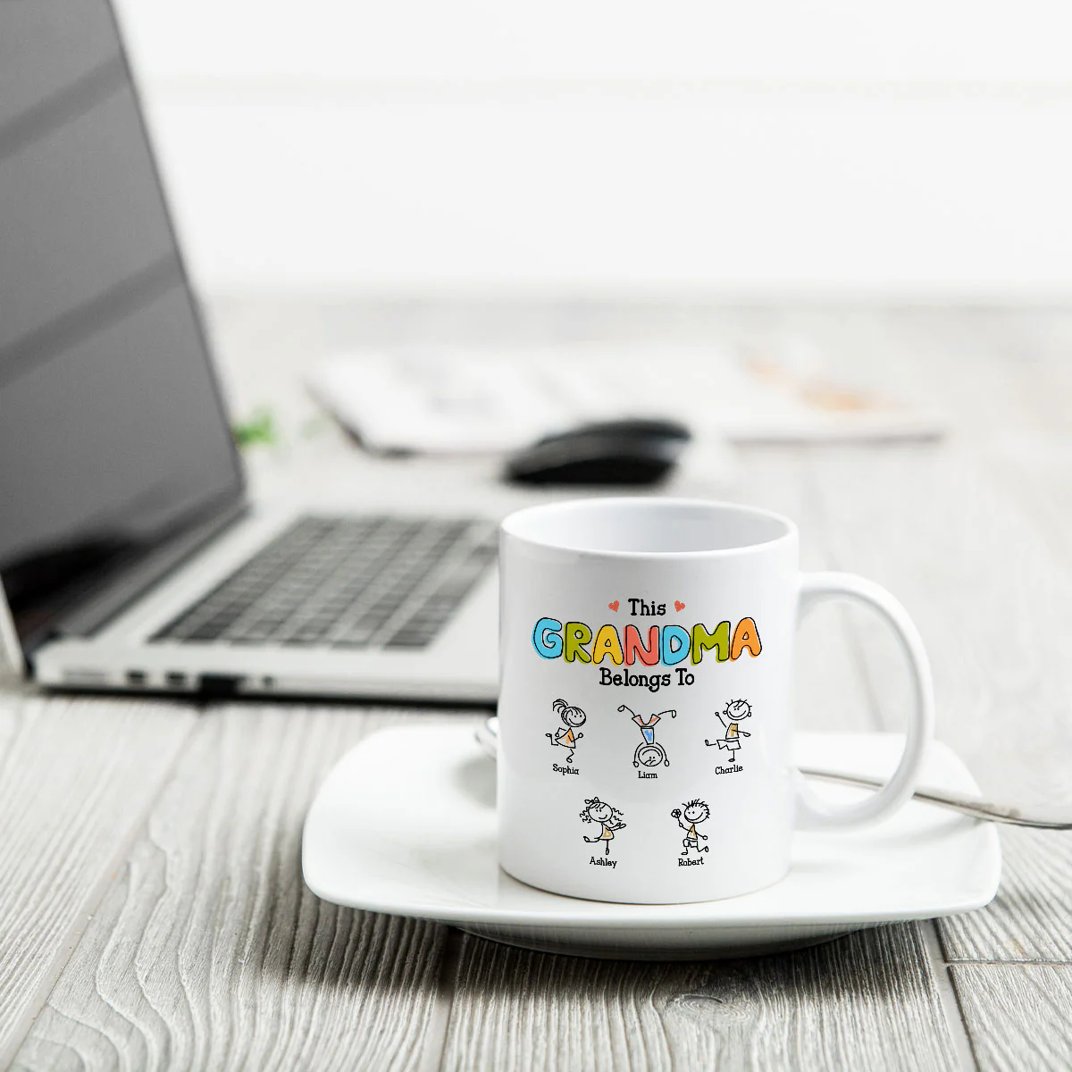 This Grandma Belongs To Drawing Personalized Mug - Image 4