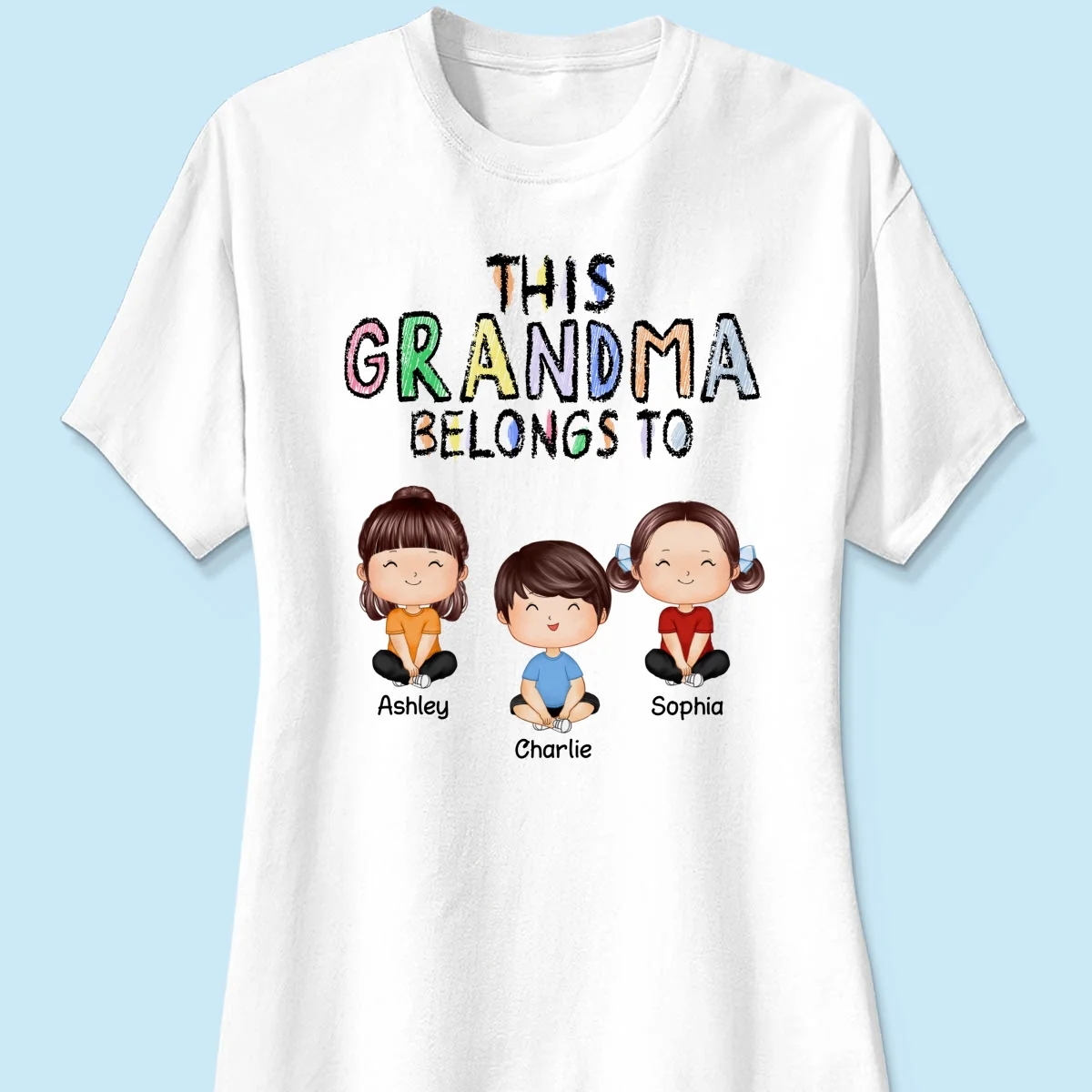This Grandma Belongs To Grandkids Crayon Personalized Shirt - Image 11