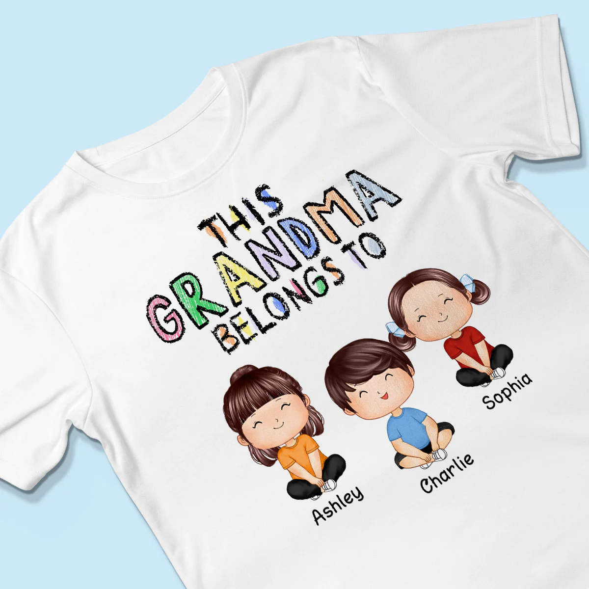 This Grandma Belongs To Grandkids Crayon Personalized Shirt - Image 3