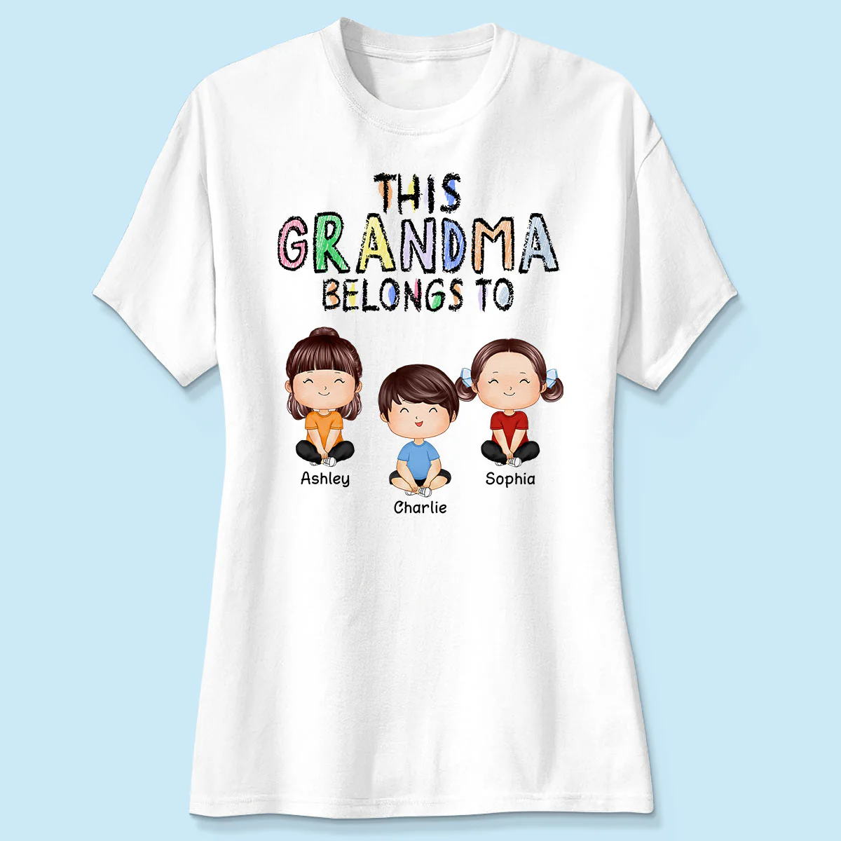 This Grandma Belongs To Grandkids Crayon Personalized Shirt - Image 4
