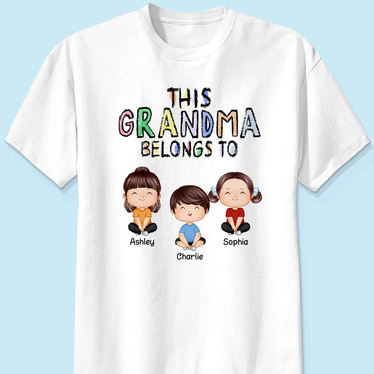 This Grandma Belongs To Grandkids Crayon Personalized Shirt - Image 7