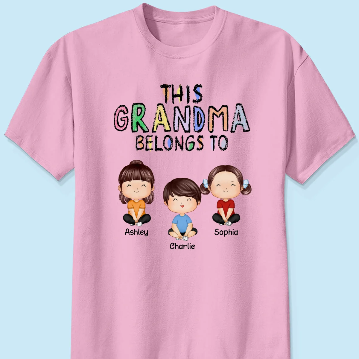 This Grandma Belongs To Grandkids Crayon Personalized Shirt - Image 9