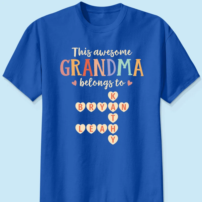 This Grandma Belongs To Grandkids Heart Crossword Puzzle Personalized Shirt - Image 10