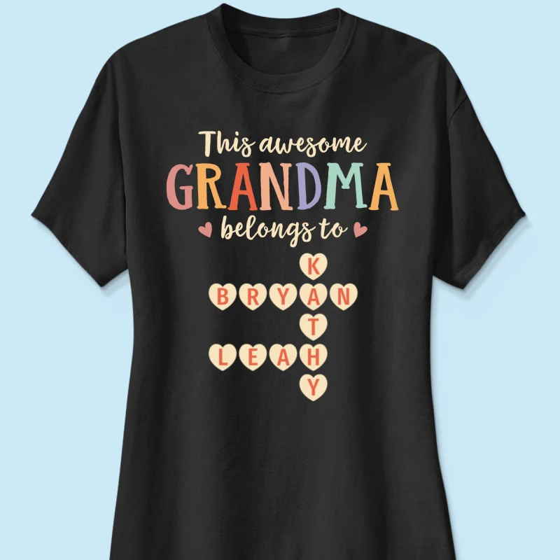 This Grandma Belongs To Grandkids Heart Crossword Puzzle Personalized Shirt - Image 11