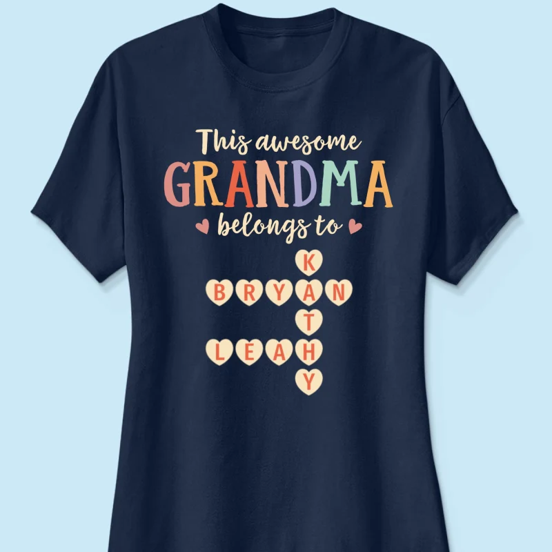 This Grandma Belongs To Grandkids Heart Crossword Puzzle Personalized Shirt - Image 12