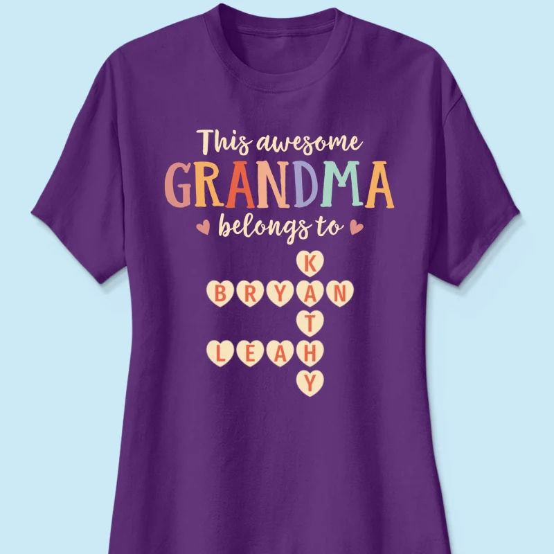 This Grandma Belongs To Grandkids Heart Crossword Puzzle Personalized Shirt - Image 13