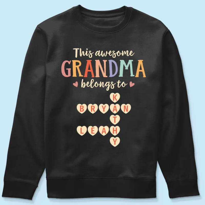 This Grandma Belongs To Grandkids Heart Crossword Puzzle Personalized Shirt - Image 18