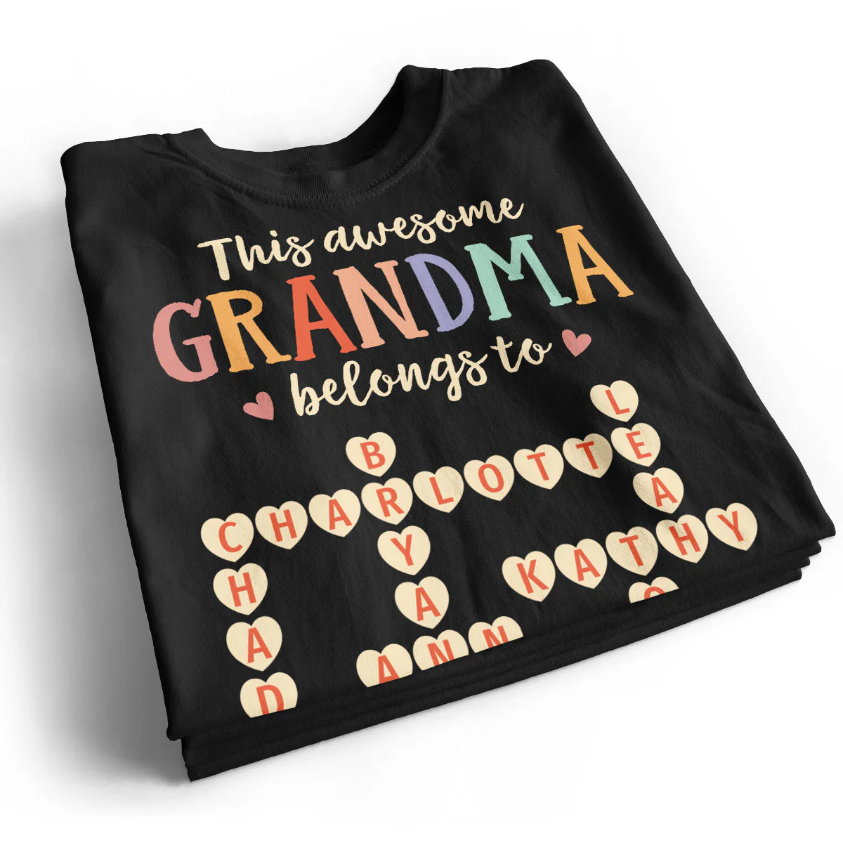 This Grandma Belongs To Grandkids Heart Crossword Puzzle Personalized Shirt - Image 2