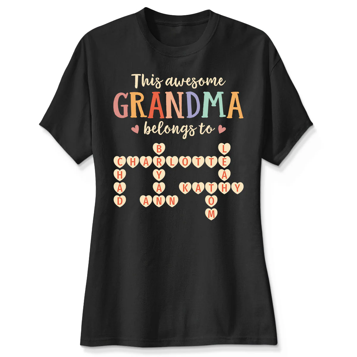 This Grandma Belongs To Grandkids Heart Crossword Puzzle Personalized Shirt - Image 4