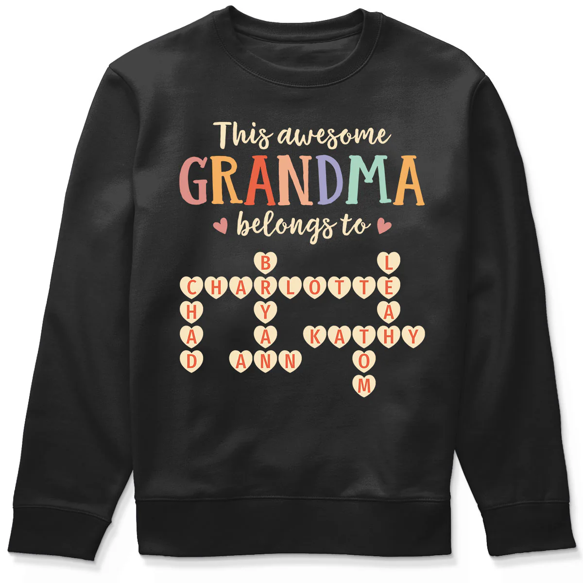 This Grandma Belongs To Grandkids Heart Crossword Puzzle Personalized Shirt - Image 6