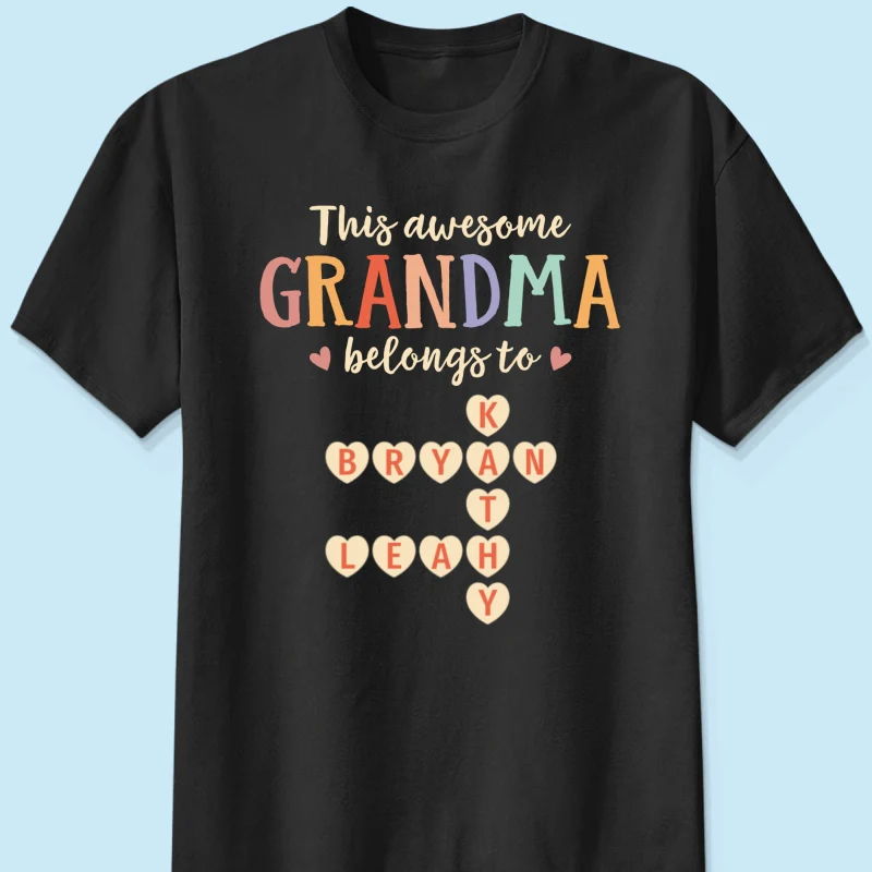 This Grandma Belongs To Grandkids Heart Crossword Puzzle Personalized Shirt - Image 7