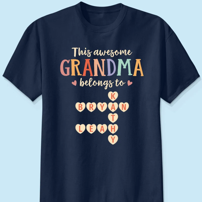 This Grandma Belongs To Grandkids Heart Crossword Puzzle Personalized Shirt - Image 8