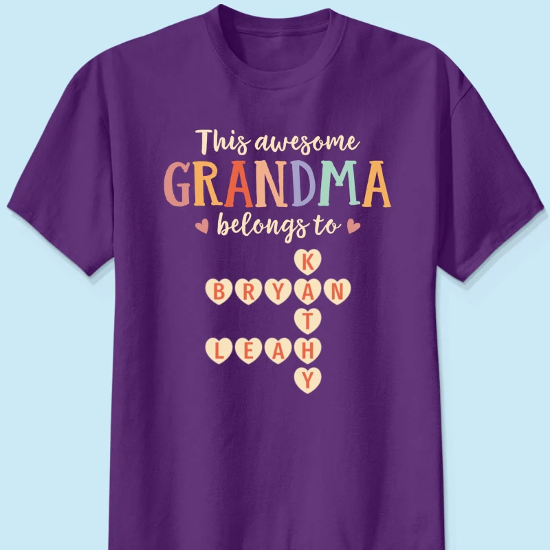 This Grandma Belongs To Grandkids Heart Crossword Puzzle Personalized Shirt - Image 9