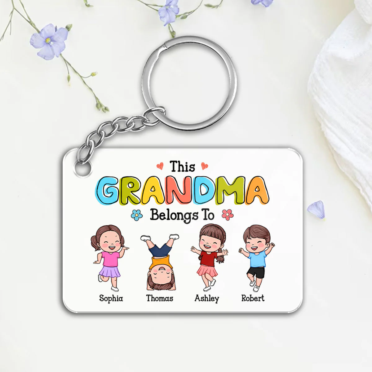 This Grandma Belongs To Naughty Kids Personalized Acrylic Keychain - Image 2