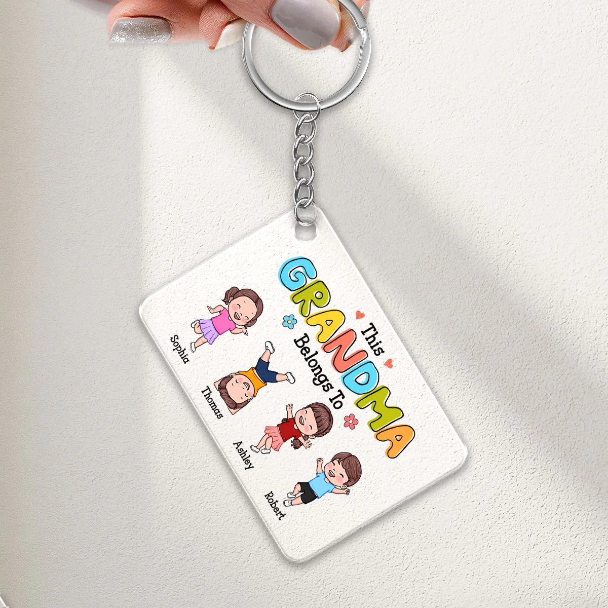 This Grandma Belongs To Naughty Kids Personalized Acrylic Keychain - Image 3