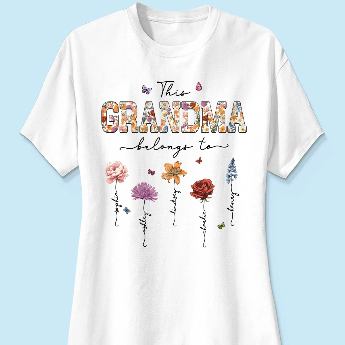 This Grandma Belongs To Vintage Birth Month Flowers Personalized Shirt - Image 11
