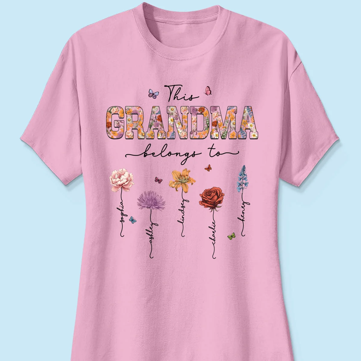 This Grandma Belongs To Vintage Birth Month Flowers Personalized Shirt - Image 13