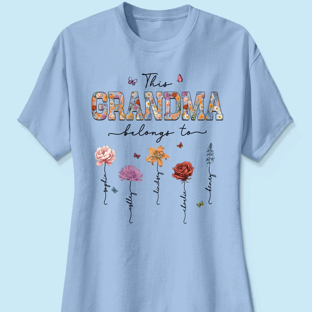 This Grandma Belongs To Vintage Birth Month Flowers Personalized Shirt - Image 14